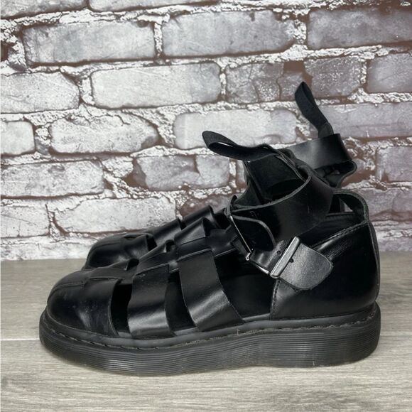 Dr. Martens Geraldo Black Leather Strap Gladiator Wedge Sandals Men’s 9M US/42EU
